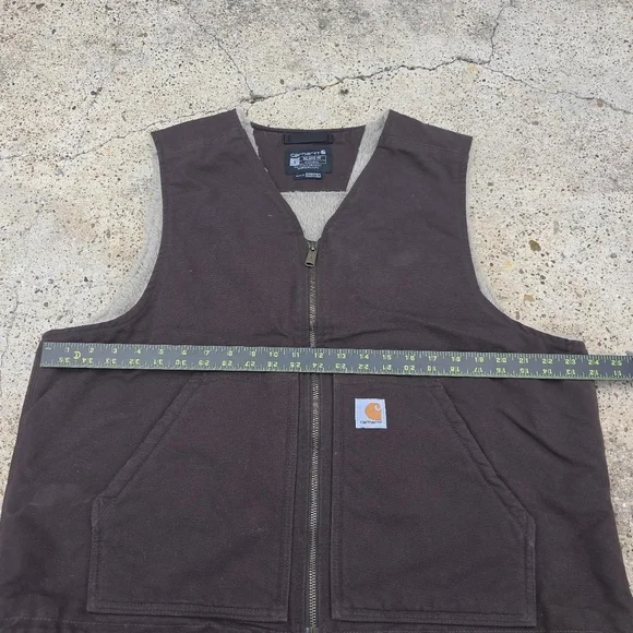 Carhartt Men's Washed Duck Sherpa-Lined Vest Size Large Brown - Picture 4 of 8
